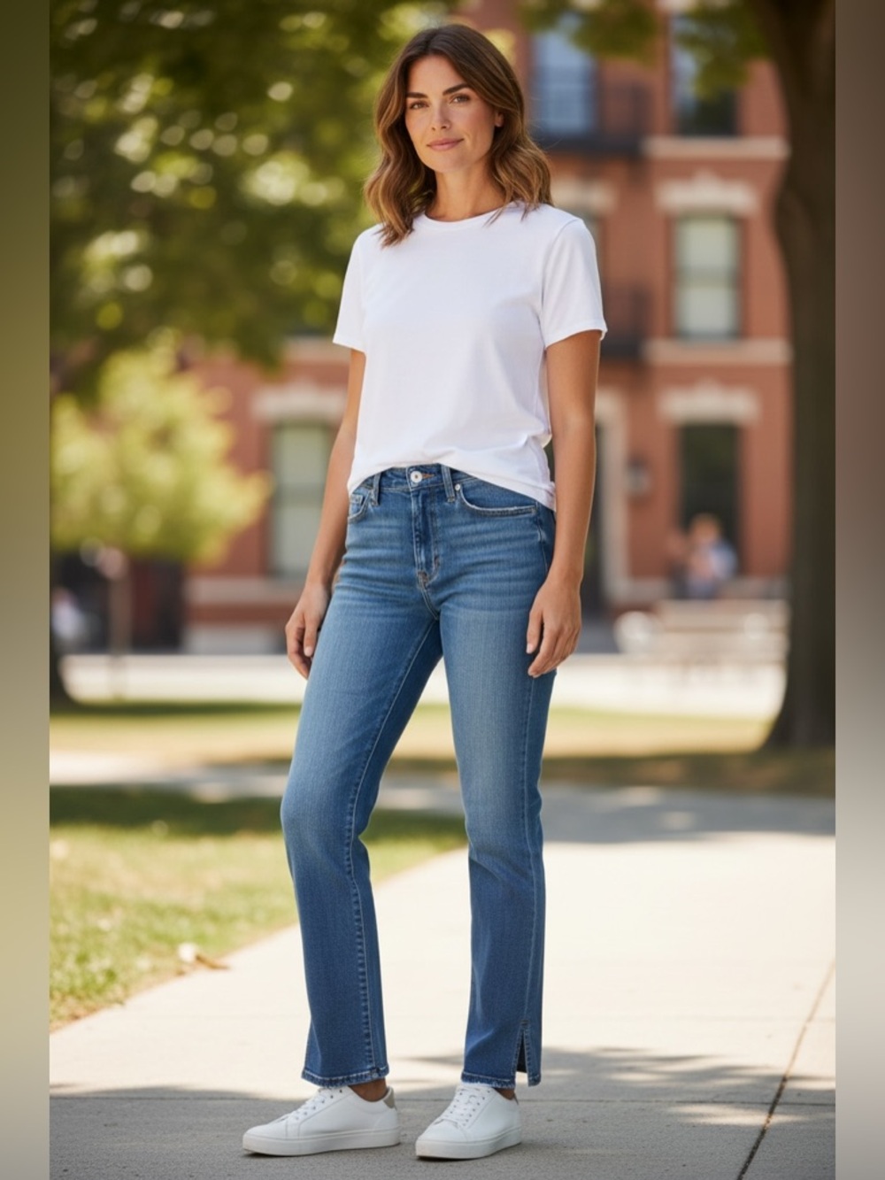 7 For All Mankind Jeans Womens Sz 29 Slit Ankle Straight Dylan Flexible Denim